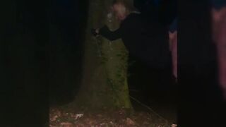Hotwife cuffed to tree during the time that out dogging