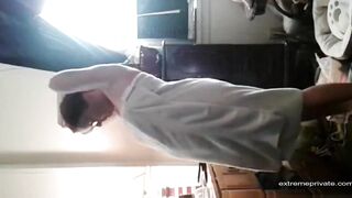 My overweight mommy completely nude in her bedroom