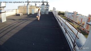 Exposed mother I'd like to fuck masturbation in a porch and banging on a roof