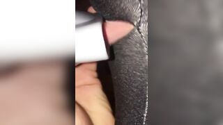 Vacuum Cleaner Sucks my Love Button in Gap of my Yoga Panties