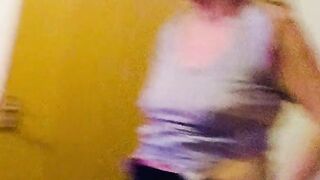 Wife undressing large nipps and shaggy cunt