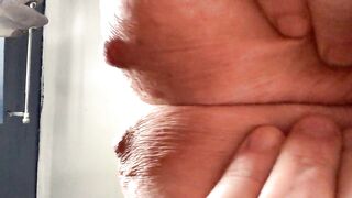 Large enormous saggy breasts with massive Brown nipps up close