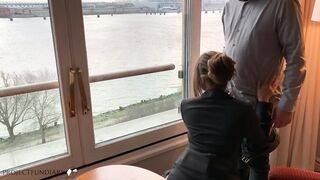 secretary used by her boss during business break risky window screw \\