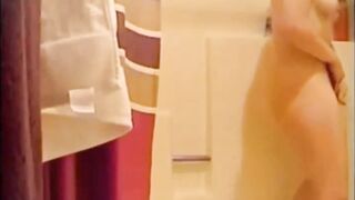 My stepmom caught fingering in the shower