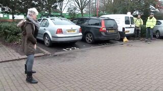 Dexy mother i'd like to fuck voids urine herself in public and shows her booty to passing cars