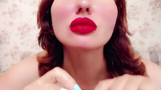 Swollen Lips from Lengthy Sucking off and fresh Lipstick