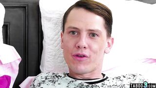 Older mommy Jamie Foster masturbating  during watching a teen on a large penis (Teen large schlong, Spencer Bradley)