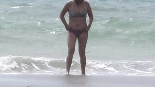 Part 2-My wife flashes on the beach, masturbation, spunk fountain
