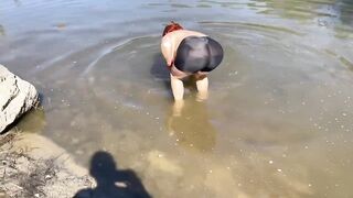 Constricted Shorts Walk, Piddle Then Outdoor Light Pleasure