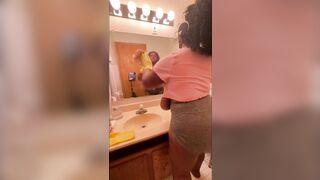 Black big beautiful woman cleaning nipps hanging out my shirt