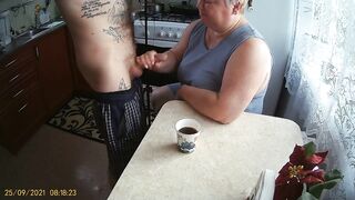 jerked off the goo into my coffee glass