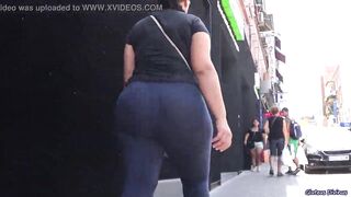 candid large booty big beautiful woman spanish older in tights visible panty lines