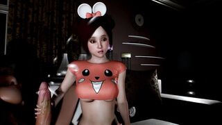 2 Tranny One Gal - CG Animated Double Penetration and CUM in Anal and Pusy