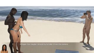 Ebony Chap Is Banging A Sexy Wife In Front Her Spouse On A Bare Beach