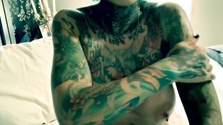 Tattooed mother i'd like to fuck Tsunami Starr in: It rubs the lotion on Its skin