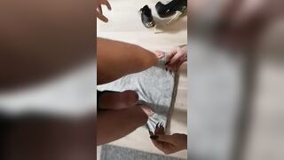 Femdom amateur CBT Nylon foot BALLBUST high heels punishment