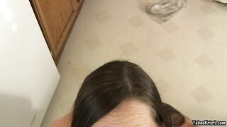 Hawt Mamma Bangs and Sucks StepSon in the Kitchen in a Hurry - Taboo mother I'd like to fuck