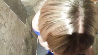 Sucking knob in the club toilets afresh with hot tranny Pauline