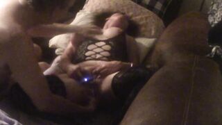 Dilf spouse screws nympho wife with thick sex-toy to eye rolling screaming convulsing orgasms