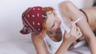 SMOKIN' FETISH DOGGY STYLE - My boyfriend bangs me rich during the time that I smoke a cigarette