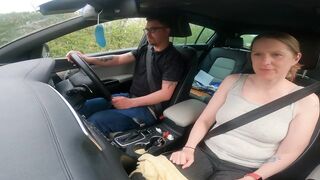 Mama teaching Step son to drive flashing her boobs and offering him a oral