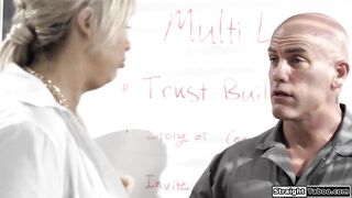 Cheating mother i'd like to fuck gets banged by office janitor and titfucks him