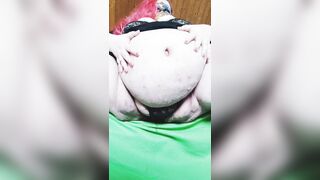 SSBBW Cortigian: Overweight mama shows large stomach and masturbates untill juicy climax