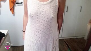 nippleringlover changing raiment showing massive pierced nipps and pierced twat - no pants & no brassiere