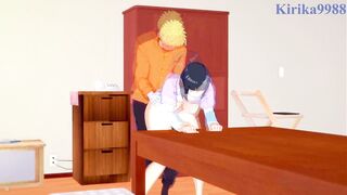 Hinata Hyuga and Naruto Uzumaki have unfathomable sex in the living room. - Naruto Comics