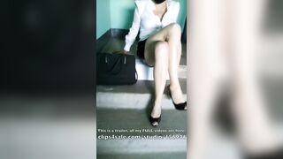 Crossed legs climax on fire stairs