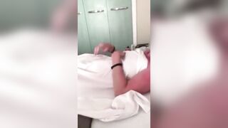 Mommy shares hotel room with step son and shows him her stripped but not allowed to touch her