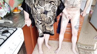 roommate jerks off my dick in the kitchen