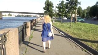 Flashing twat and  booty  in town