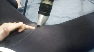 vacuum cleaner sucks clitoris though yoga panties loud groaning