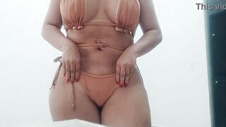 Hidden camera to my stepmother in the dressing room (Large booty, hot body) two