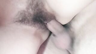 Hirsute cunt banging fast and fast cum close up