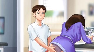 Summertime Saga.:StepSon Fingers His StepMom's Cunt In The Kitchen-Ep 179