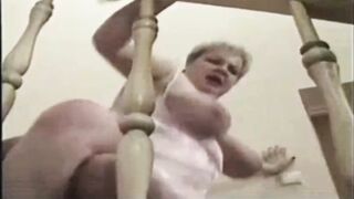 Large boob granny enjoying sex with her plumber