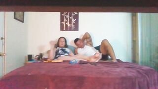 Hot breasty mother i'd like to fuck smokin' whilst chap slips his hands up her petticoat and plays with her vagina