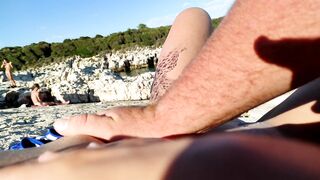 Mother I'd Like To Fuck likes to get touched with people around on the beach