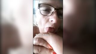 Granny ally Heidi in front of the web camera