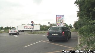 Sexy aged double permeated outdoors