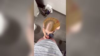 Step mamma flashes step son and asks him to cum over her face in disabled toilets