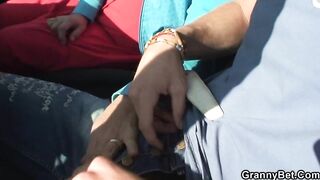 Picked up granny screwed after oral sex