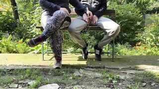 Muscular mother I'd like to fuck in leggings helped pee outside