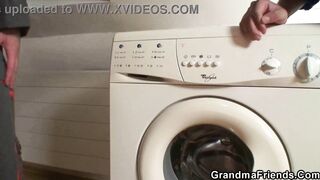 2 repairmen share very old grandma