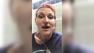 Unleashing a giant void urine at Denver Airport where I forgot Id taken my clitoris bar out while wiping my very bushy cunt