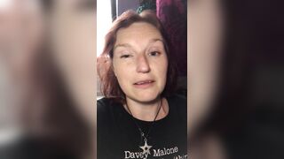 Trying not to juicy myself as I dash in from doing gardening after drinking also much coffee this morning