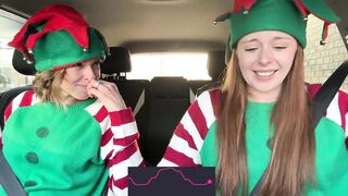 Nadia Foxx & Serenity Cox as Concupiscent Elves cumming in drive thru with remote controlled sex-toys / 4K