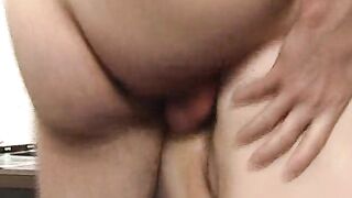 Breasty bushy granny gets her overweight butt banged for the 1st time